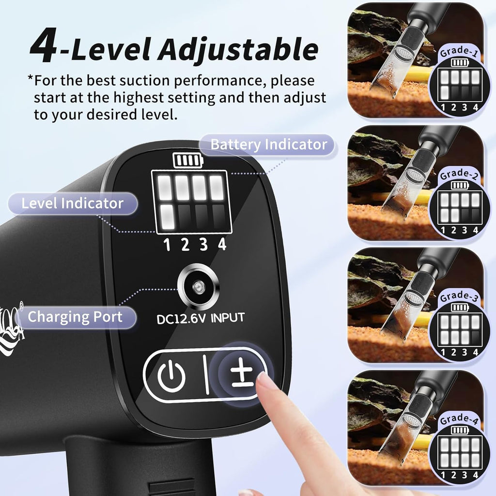 AQQA Aquarium Vacuum Gravel Cleaner 20W Electric Rechargeable Fish Tank Cleaner Tools for Automatic Water Changing, Debris Clean& Sand Washing, Strong Suction with 4-Speed Adjustable (20W, 480GPH)