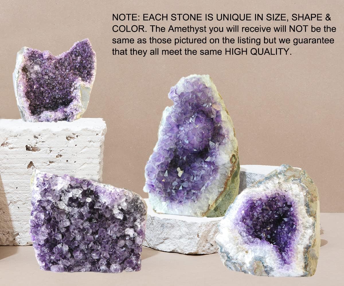 JIC Gem Natural Amethyst (1 lb to 2 lb) Crystal Cluster from Brazil Light Purple Quartz Geode for Home Decor