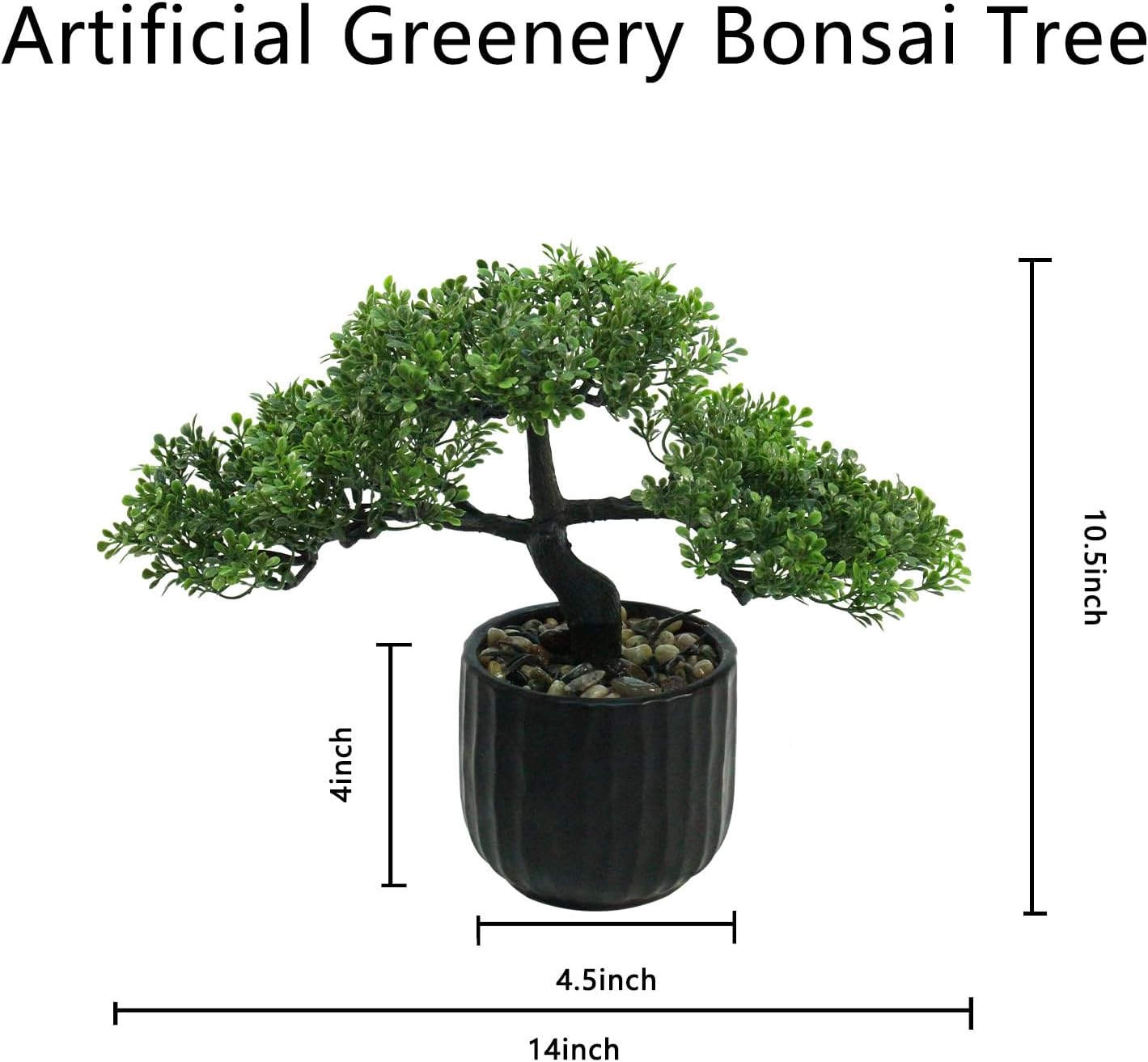 Artificial Bonsai Tree - Small Faux Bonsai Plants Indoor Japanese Fake Greenery Potted Plant with Ceramic Pot for Home Office Bedroom Living Room Bookcase Indoor Shelf Porch Decoration (14 x10.5 in)
