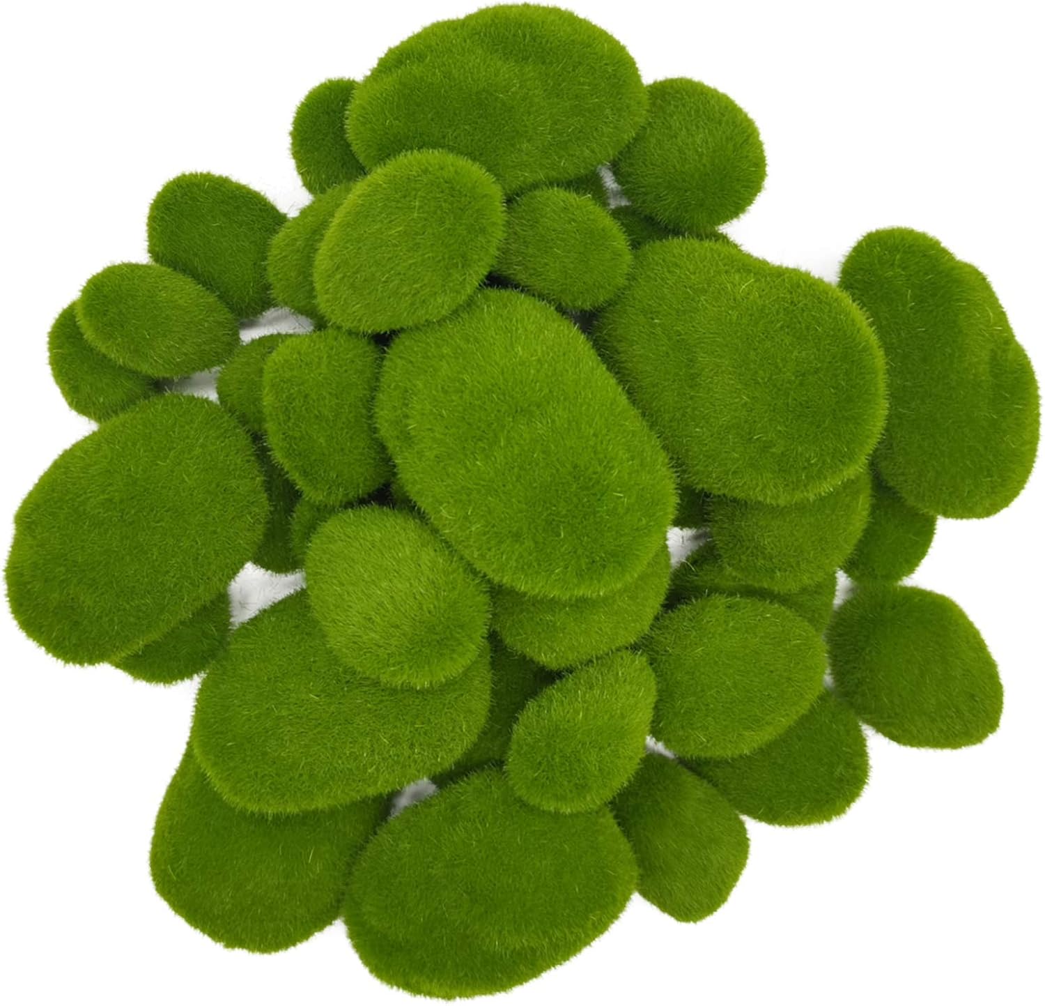 RONYOUNG 40PCS 4 Size Artificial Moss Rocks Decorative, Green Moss Balls,Moss Stones, Green Moss Covered Stones, Fake Moss Decor for Floral Arrangements, Fairy Gardens and Crafting