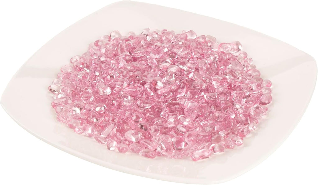 WAYBER Glass Stones, 1Lb/460g Irregular Sea Glass Dercorative Rocks Non-Toxic Artificial Crystal Pebbles for Aquarium Decoration/Vase Filler/Table Scatter/Handcraft/Jewelry Making/Gems Display, Pink