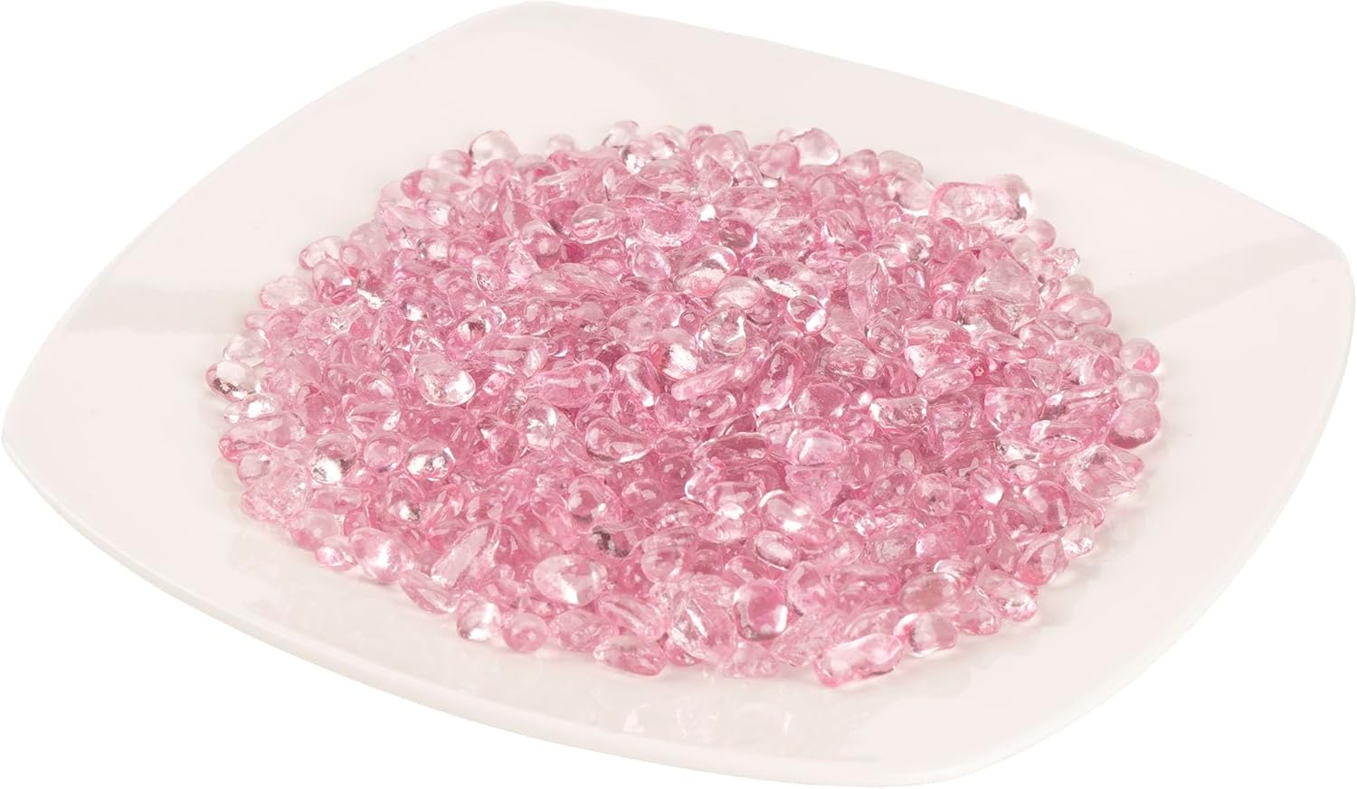 WAYBER Glass Stones, 1Lb/460g Irregular Sea Glass Dercorative Rocks Non-Toxic Artificial Crystal Pebbles for Aquarium Decoration/Vase Filler/Table Scatter/Handcraft/Jewelry Making/Gems Display, Pink
