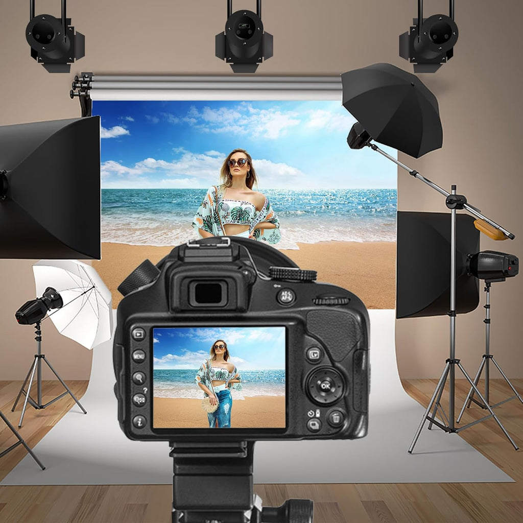 Baocicco 10x6.5ft Vinyl Backdrop Seaside Natural Landscape Photography Background Beautiful Island Surf Sand Beach Coastline Background Wedding Travel Summer Holiday Children Adults Portrait Prop