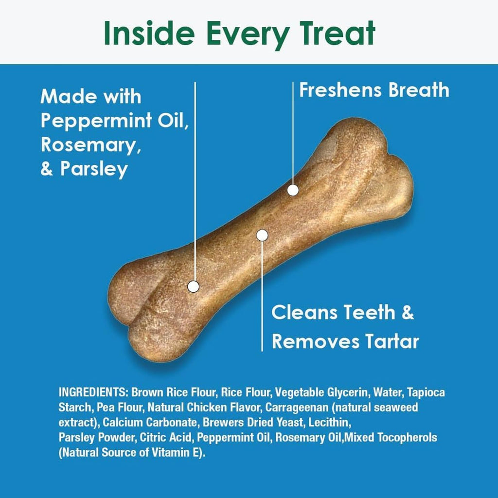Bonies Natural Breath and Dental Formula Minis-Sized Single Bone - All-Natural Ingredients, Fresh Breath, Cleans Teeth, Low Calories, Chicken Flavor, MINI Dogs, 240 Bones