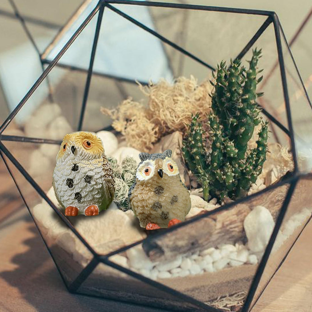 4pcs Mini Resin Owls and 1pcs Branch, Miniature Owl Figurines for Fairy Garden Accessories, Plant Pot, Bonsai Craft Decor, Cake Topper, DIY Home Micro Landscape Ornaments