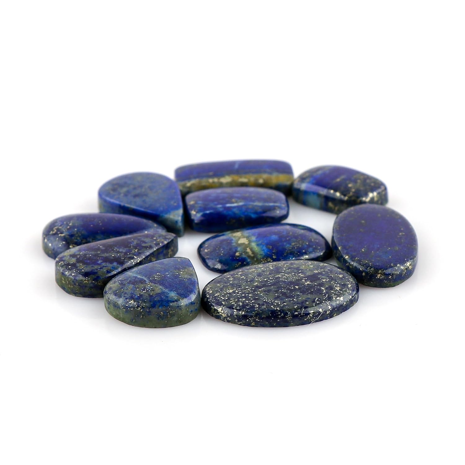 CRYSTALIS Wholesale 10pcs Natural Lapis Lazuli Loose Gemstone Bulk Cabochons Jewelry Making Supply, Chakra Healing Polished Stones, Wire Wrapping, DIY, Gem Collection, Mix-Shape, 14-20mm