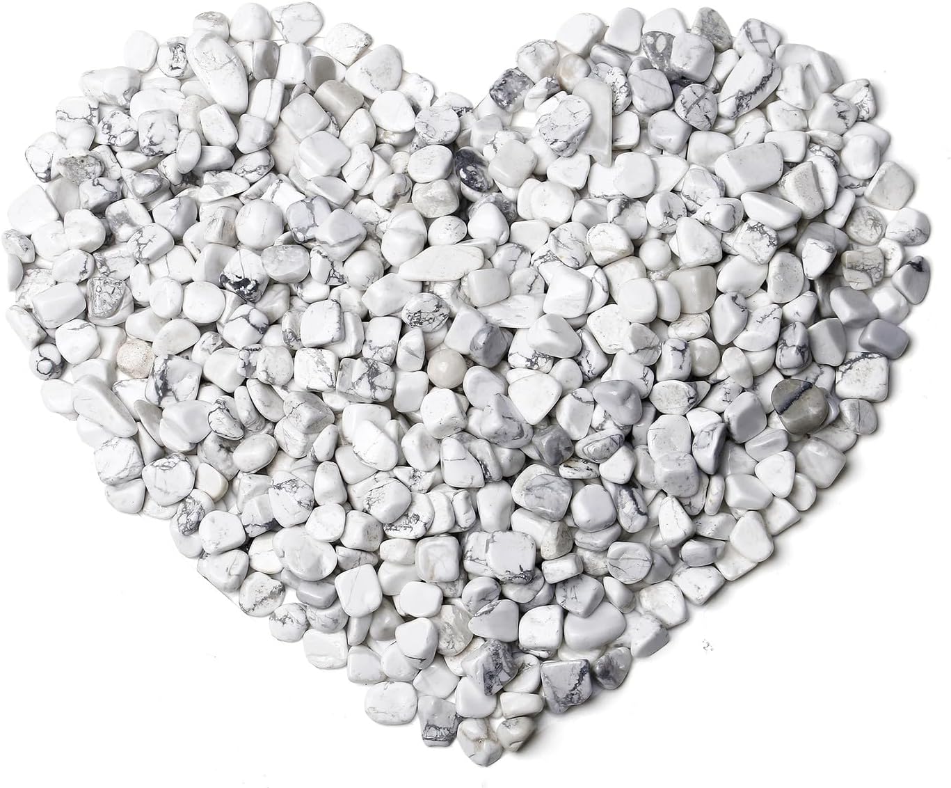 QINJIEJIE 0.9Lbs White Howlite Rocks for Plants Decorative Stones Aquarium Gravel Terrarium Pebbles Vase Filler Fish Tank Bowl Sand Bulk Crystal Polished Chips Planters Decorations