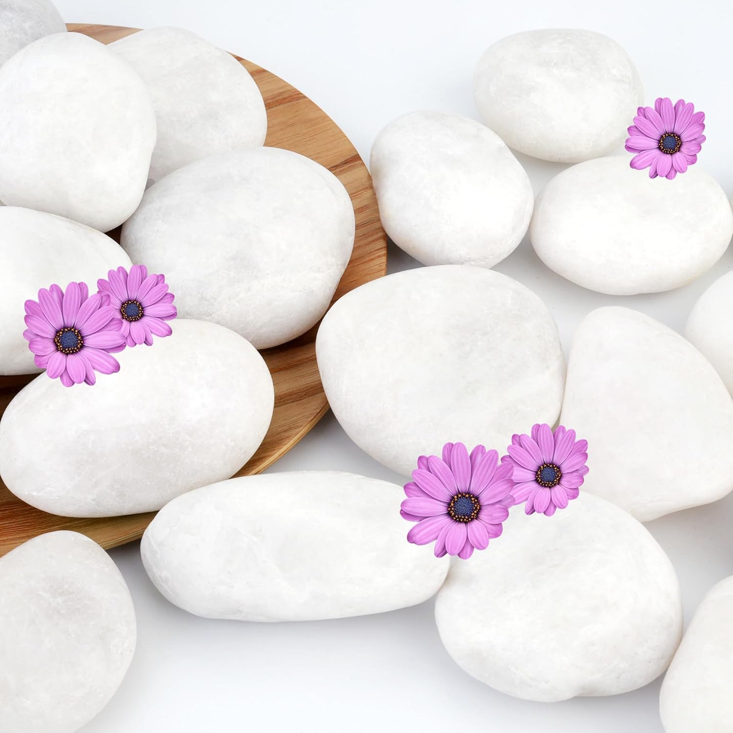 NUPICK 6lb White River Rocks for Plants Indoor, 2-3Inch White Pebbles for Vases Fillers, Decorative Gravel for Fish Tank, Natural Polished Stones for Succulent, Bonsai, Landscaping, Bird Baths