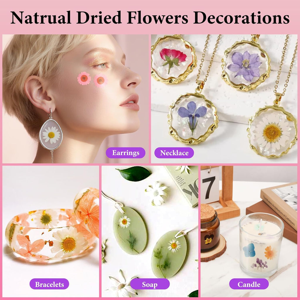 NESCCI 35 Pcs Dried Pressed Flowers for Resin,Real Nature Dried Flowers for Crafts Bulk Dry Flowers Leaves Kit Used for Resin Molds Scrapbooking DIY Art Crafts Candle Soap Making Nails Décor
