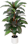 Artificial Dracaena Plant Indoor 4 FT, Fake Tree with White Planter, Faux Yucca Silk Floor Plants Indoor, Artificial Trees for Home Office Decor Indoor Outdoor Housewarming Gift