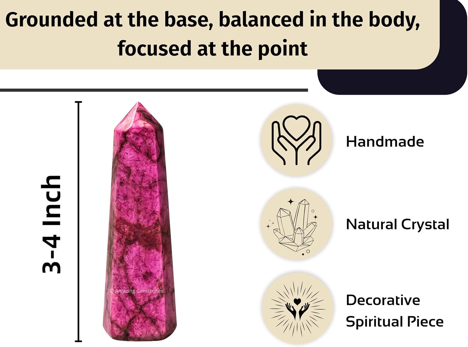 Amazing Gemstone Cobalt Calcite Crystal Towers - Natural Healing Crystal Point Obelisk for Reiki Healing and Crystal Grid (3 Inch)