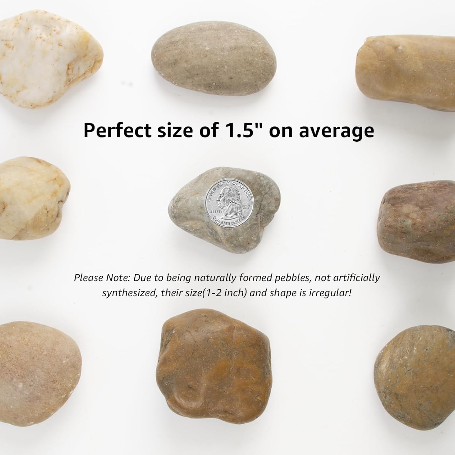40LB Mixed Stones Pebbles River Rocks, Natural Beach Pebbles,1-2 Inch Decorative River Rocks for Landscaping Garden Paving Plant Rocks Crafting Walkways and Outdoor Decorative Stone