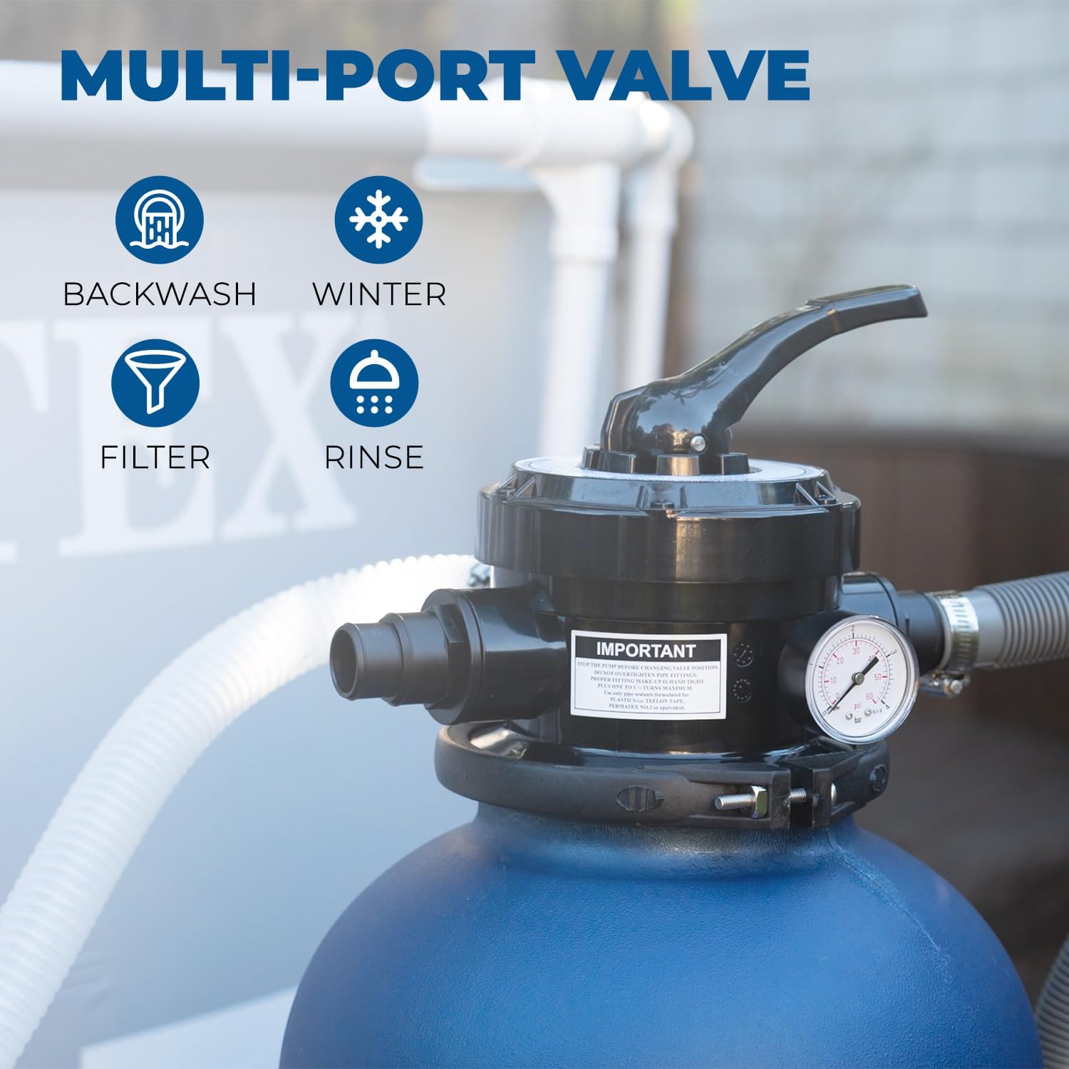 XtremepowerUS 13" Sand Filter 0.75 HP Pool Pump 4 Way Valve for Above Ground Pool Set with Stand Up To 10,000 Gallons, 2400GPH 1-1/4"NPT