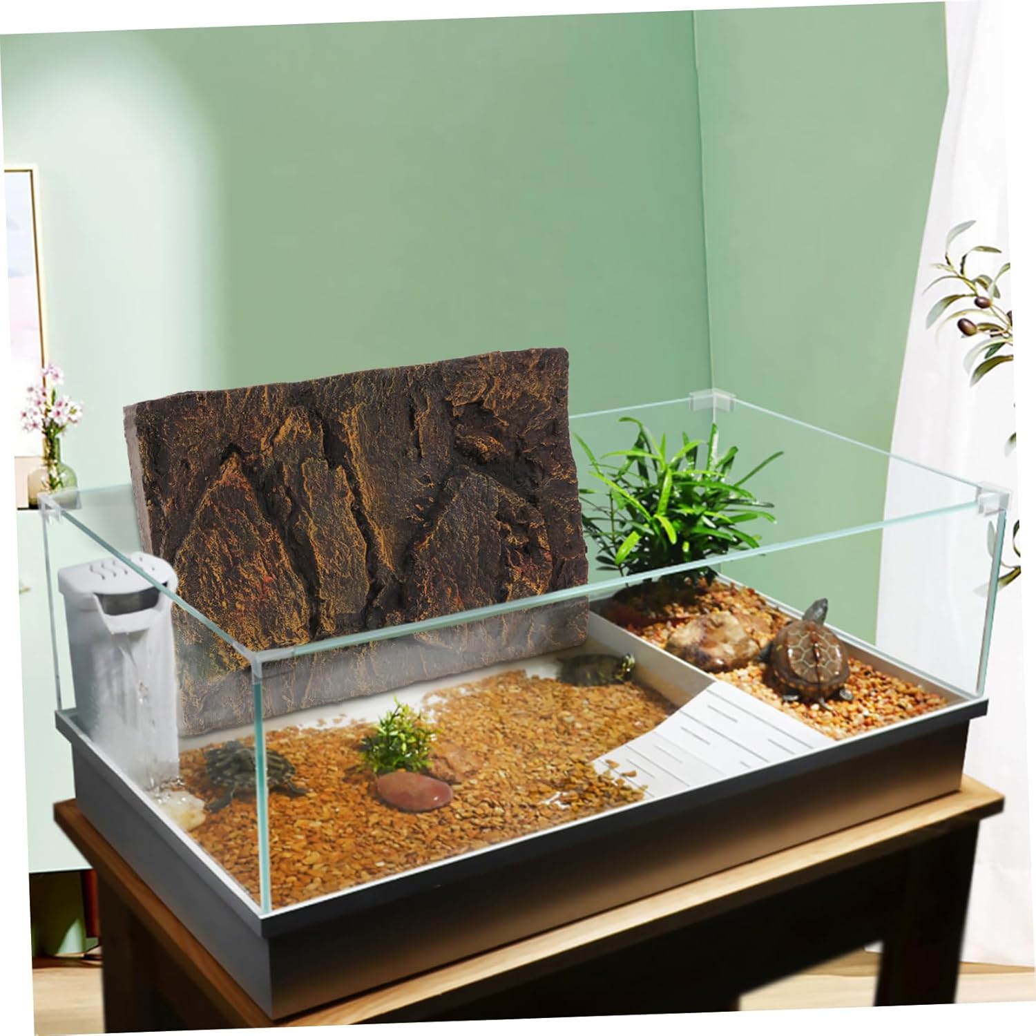 STOBOK 3D Reptile Tank Background Board Pu Material Turtle Aquarium Decor Terrarium Display for Pet Habitat Wall Decoration