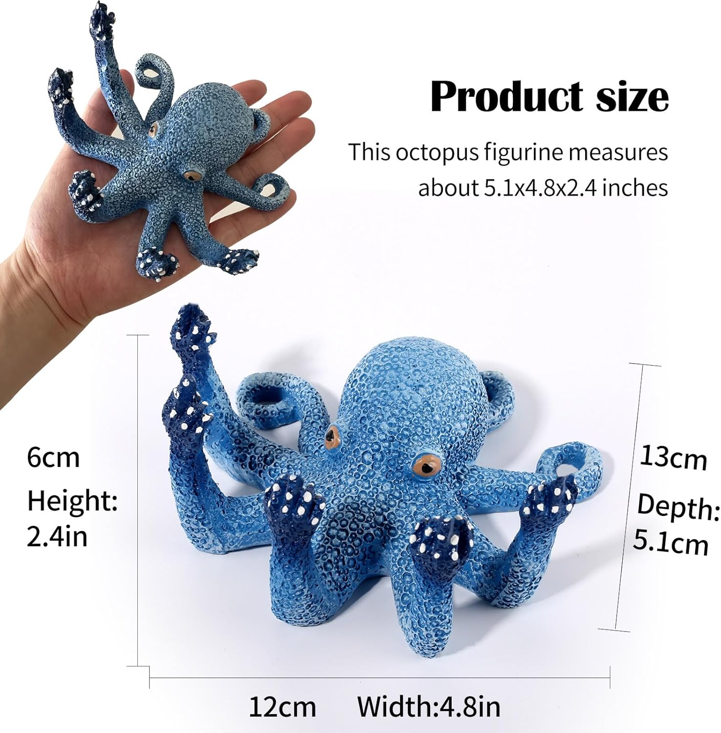 Octopus Aquarium Ornaments Decoration, Blue Artificial Sea Life, Glowing Fingers Enhance Visual Appeal, Suitable for Various Fish Tanks