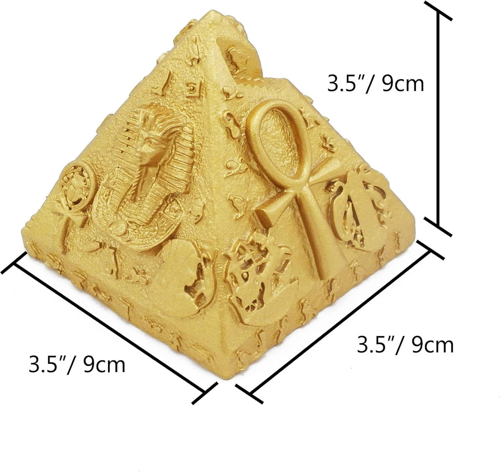 Egypt Decor Statues Aquarium Pyramid Pharaoh Betta Fish Tank Decorations Figurine Sculpture Ancient Reptile Turtle Lizard Spider Tanks Terrarium Egyptian Décor Ornament Pet Gold