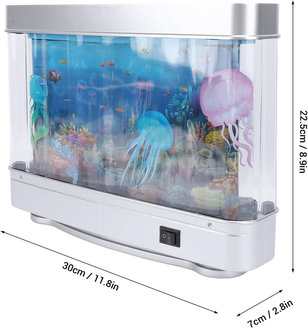 Tyenaza Fake Fish Tank Lamp with Moving Fish, LED White Light USB 5V Plug in Artificial Aquarium Lamp for Desktop Bedroom