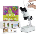 AmScope 20X-40X Student Stereo Microscope w/Premium 9pc 3D Insect Specimen Kit and Optional Digital Camera