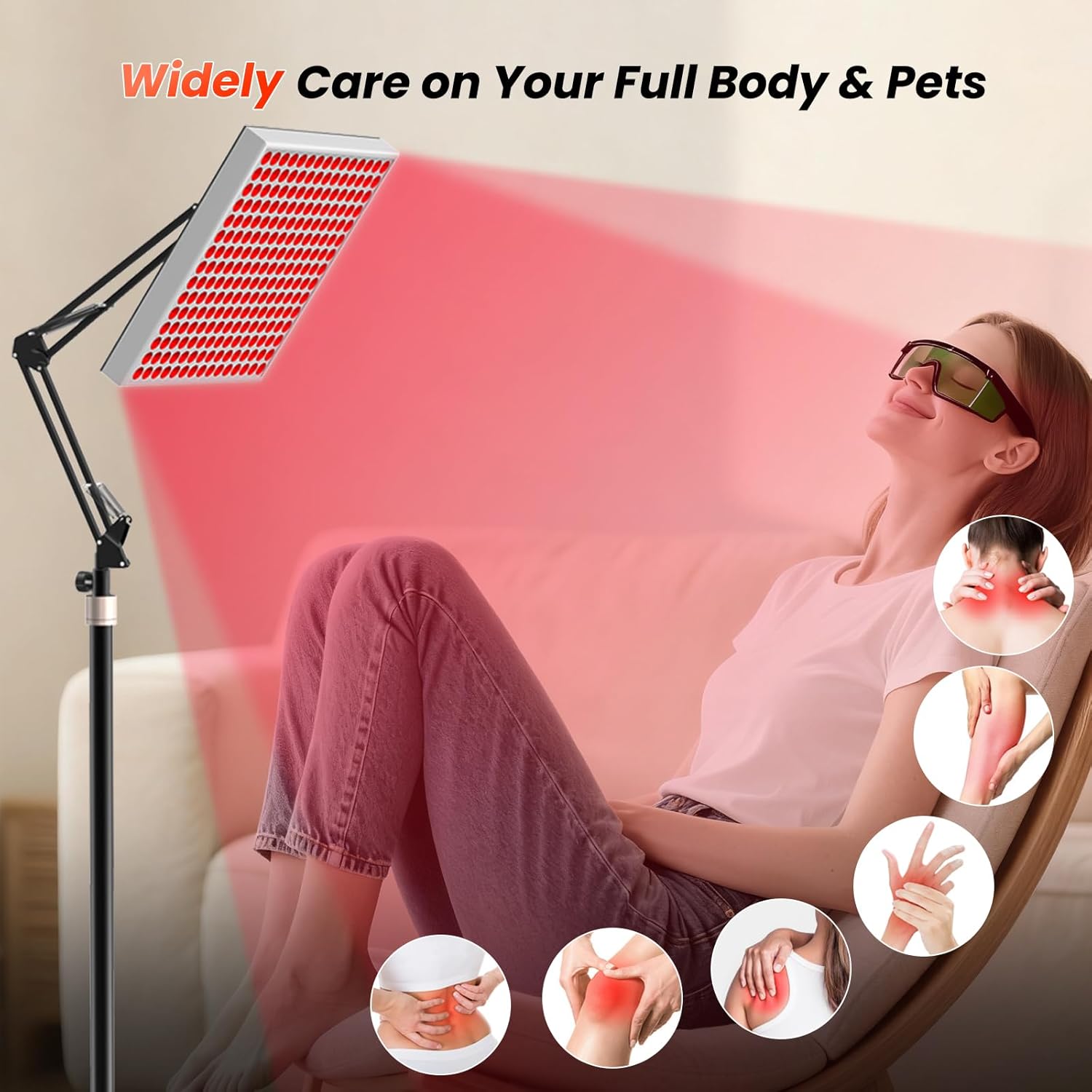 Red Light Therapy for Body Face, Infrared Light Therapy with Stand, Red Lights Therapy Lamp Panel, LED 660nm 850nm Near Infrared Red Light with Adjustable Stand,Best Gift for Christmas