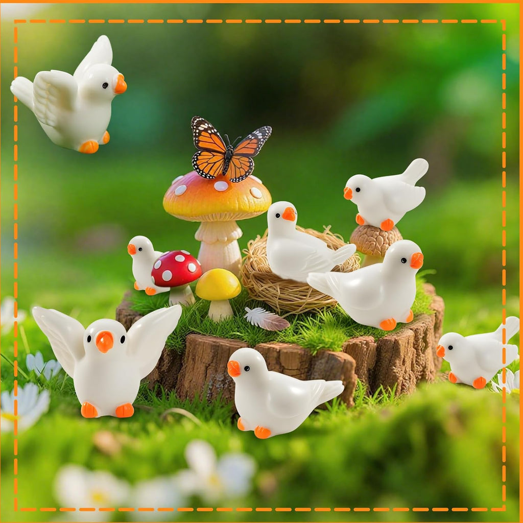 48 Pcs Mini Bird Figurine, 4 Styles Resin Miniature Birds for Crafts, Cute Doves Bird Statue for Dollhouse DIY Craft Garden Decor
