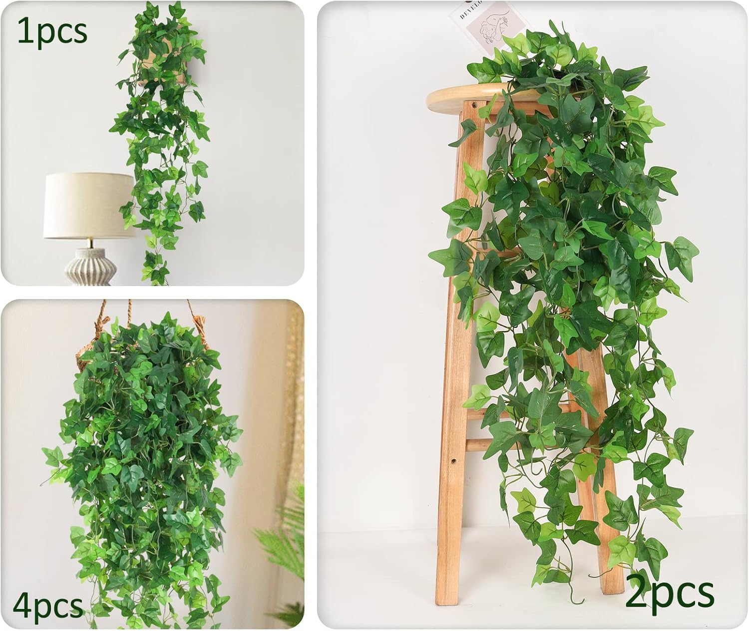 RECUTMS Fake Vines 4pcs Artificial Ivy Hanging Plant Silk Leaves Faux Greenery Garland for Room Indoor Outdoor Garden Door Wall Baskets Wedding Party Table Balcony Decor