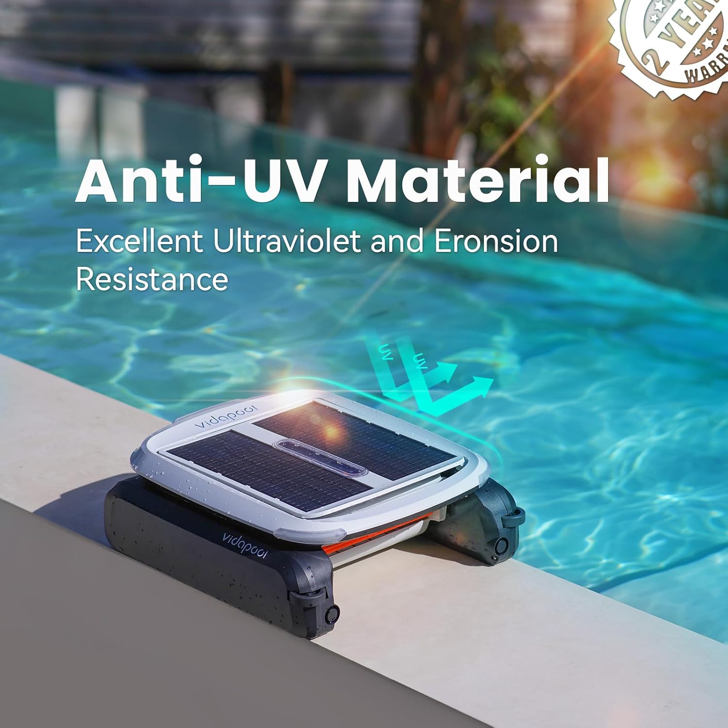 Solar Powered Automatic Robotic Pool Skimmer Cleaner,Solar Pool Surface Cleaner Dual Mode with Navigation Sensor Daytime＆Overnight Continuous Cleaning Ideal for All Swimming Pool-White