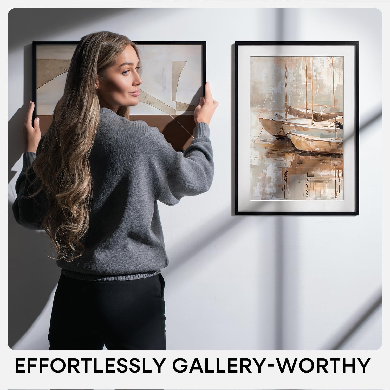 Homeforia 27x40 inch Poster Frame Black, High End Metal 27 x 40 Large Movie Picture Frames with Mat 24 by 36 in Photo, 27x40 Thin Frame Matted to 24x36, 40x27 Frame, Tempered Glass, Wall Kit, Set of 2