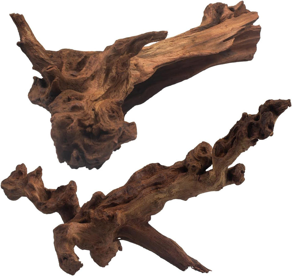 emours Aquarium Driftwood, 2 Pieces, Natural Mopani Style Branches, Low-Tannin & Smooth Edges, Sink Faster After Soak, Tie Moss Easily, for Planted/Shrimp/Betta Tanks (Medium (12–16 in / 30–40 cm))