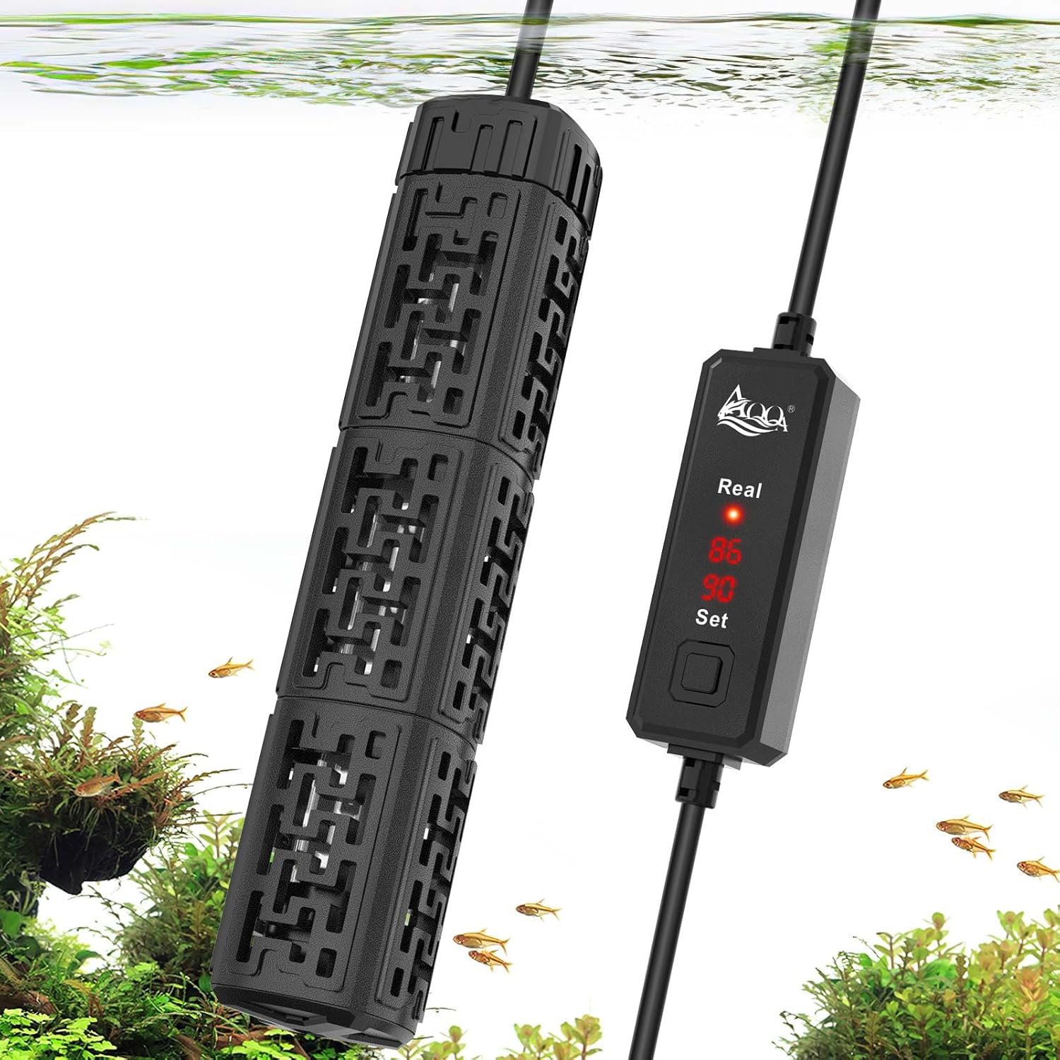 AQQA Fish Tank Heater,Aquarium Heater 50W 150W 250W 400W 500W 800W for 3-220 Gal,Set Temperature 59℉-93℉ Temperature Accuracy,Out of Water or High Temperature Automatic Power Off (100W)