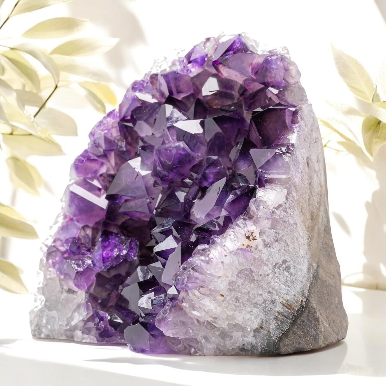 Natural Amethyst (2 lb to 3 lb) - 4" to 7" Height - Crystal Clusters Stone from Uruguay Raw Geode Quartz - Deep Purple Color