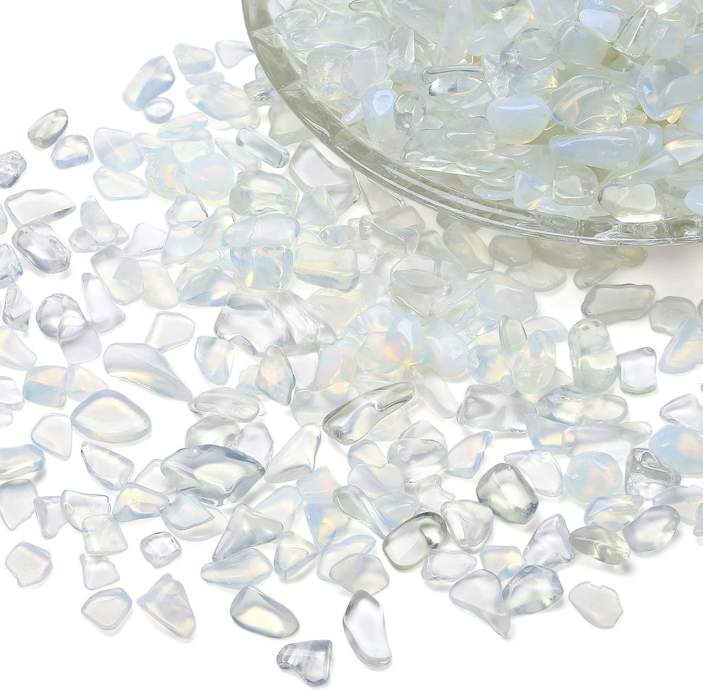 LAIDANLA Opalite Crushed Stone Crystal Chips Bulk Natural Gemstones Healing Reiki Crystals Mini Quartz Vase Filler Aquarium Gravel 100g