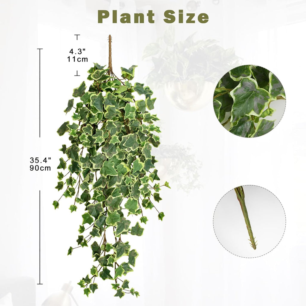 Hollyone Artificial Hanging Plants 35.4" Fake Ivy Vine Faux Ivy Leaves Fire and UV Resistant Hanging Plant Wall Greenery for House Room Patio Indoor Outdoor Home Shelf Office Wedding Decor