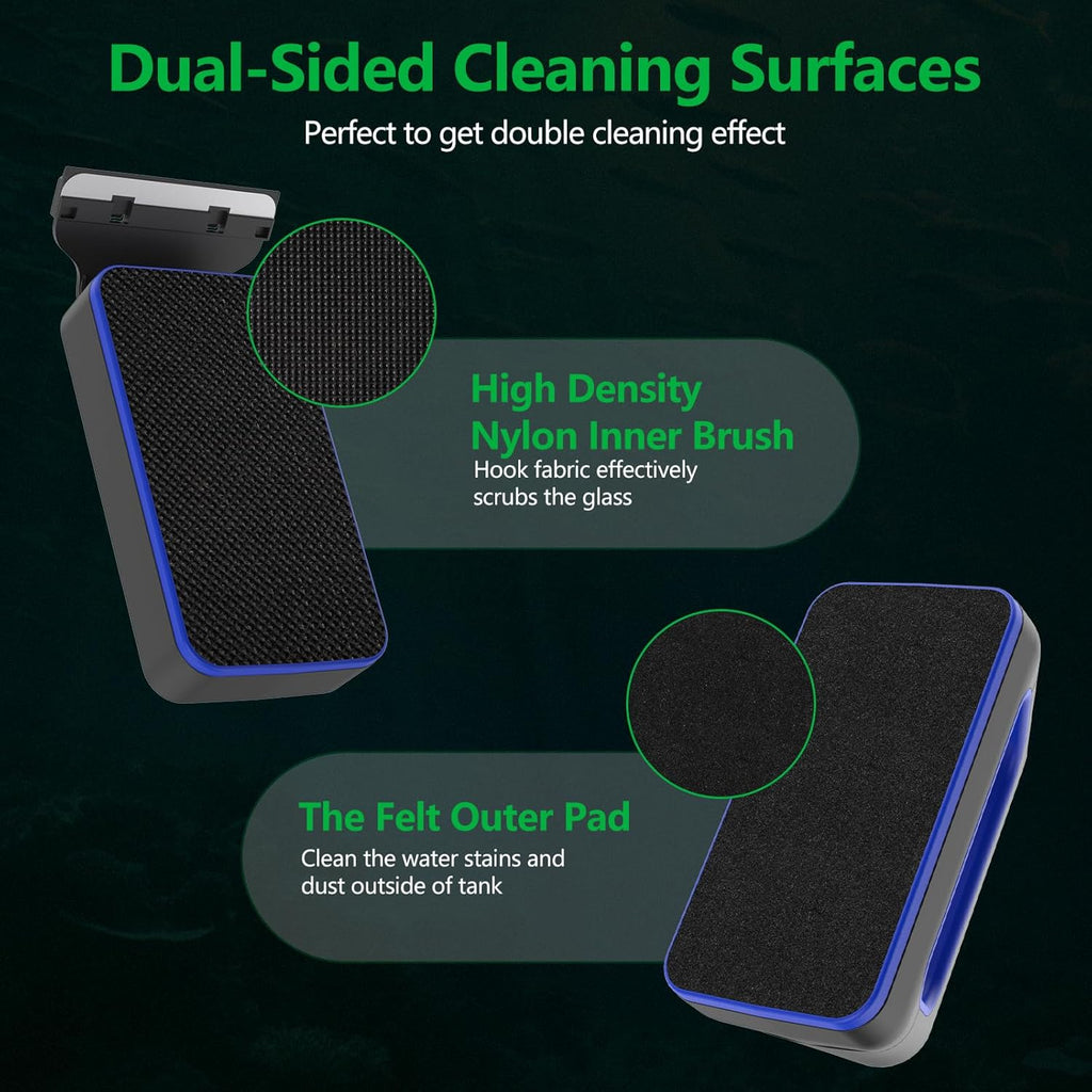 Aquarium Magnet Glass Cleaner, Double-Sided Detachable & Floating Algae Scraper for 0.4-1.0 Inch Fish Tank Glass Cleaning, No Scratches (L)