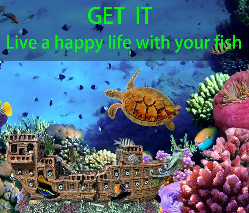 SLOCME Aquarium Pirate Ship Decorations Fish Tank Ornaments - Resin Material Shipwreck Decorations, Eco-Friendly for Freshwater Saltwater Aquarium Sunken Ship Accessories