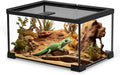 Small Reptile Glass Terrarium Tank: 2.5 Gallon Enclosure Cage with Lockable Top Opening Aquarium Habitat for Crested Gecko, Lizard, Snake, Chameleons, Turtle, Tarantula, Tree Frog (12"x8"x6")