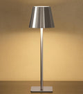 UME Cordless Table Lamp, Battery Operated Lamp - Portable Waterproof Rechargeable Table Lamp w/ 3 Color Temps & Stepless Dimming for Dinner, Desk, Cafe, Outdoor (Brushed Silver)