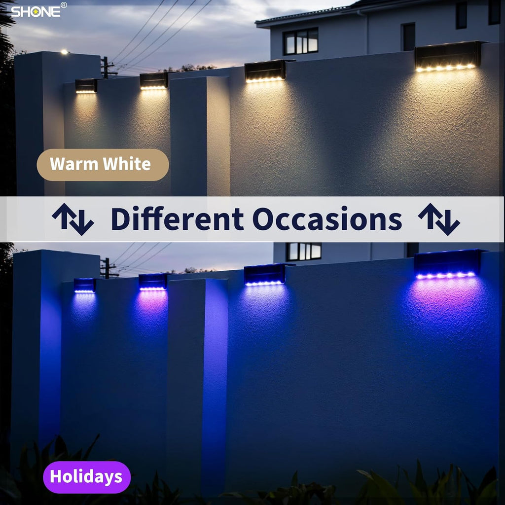 Solar Pool Lights, Color Changing Waterproof Step Lights for Outside, Heavy Duty Stainless-Steel Retaining Wall Light, Ultra-Thin & Anti-Trip 2-Way LEDs for Deck, Stairs, (RGB-W, 6Pack)