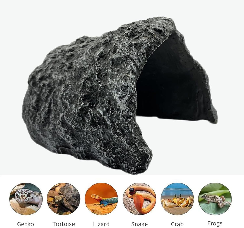 Large Reptile Habitat Hide Resin Snake Hides for Ball Pythons Reptile Hideout and Caves Bearded Dragon Hiding Simulation Rock Terrariums Hideout for Habitat Lizard Leopard Gecko Scorpions Frogs
