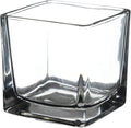 WGVI Clear Square Glass Tea Light Votive Candle Holder, Width 3", Height 3", Small Cube CandleHolders Container Dish Terrarium Tabletop Event Decor, 1 Pieces