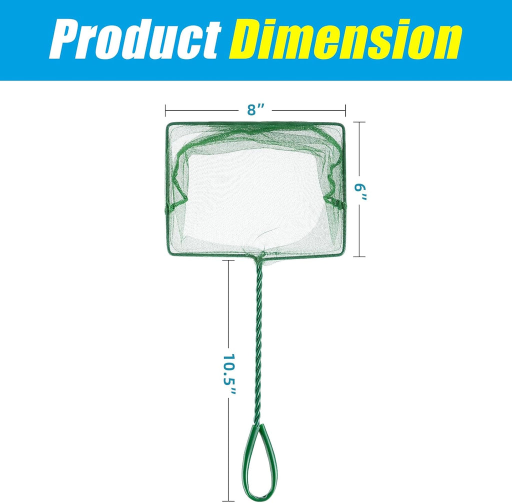 AQUANEAT 8 Inch Aquarium Fish Net, Wastes Skimming Cleaning Tool with Firm Handle for Fish Tanks Small Ponds