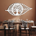 Hotuijxca Metal Leaf Wall Decor, Tree of Life Wall Art, Metal Leaf and Tree Wall Art for Living Room, Bedroom (White, 30x14in|76x36cm, metal wall art)