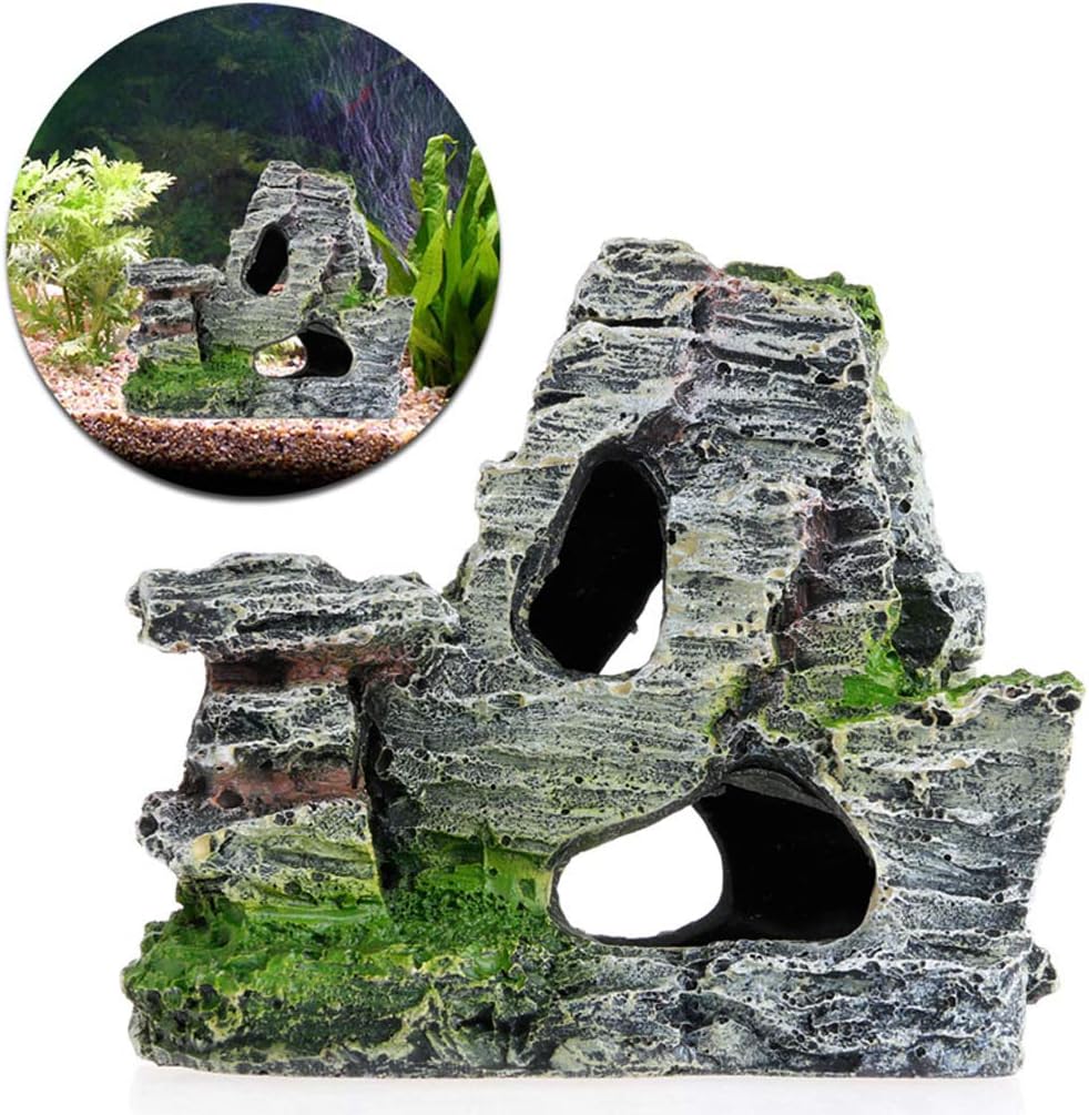 hejhncii Aquarium Ornament Rock Mountain Stone Cave Fish for Tank Decorations Small Terrain Landscape Accessories for Hab Aquarium Decorations Large and Tall