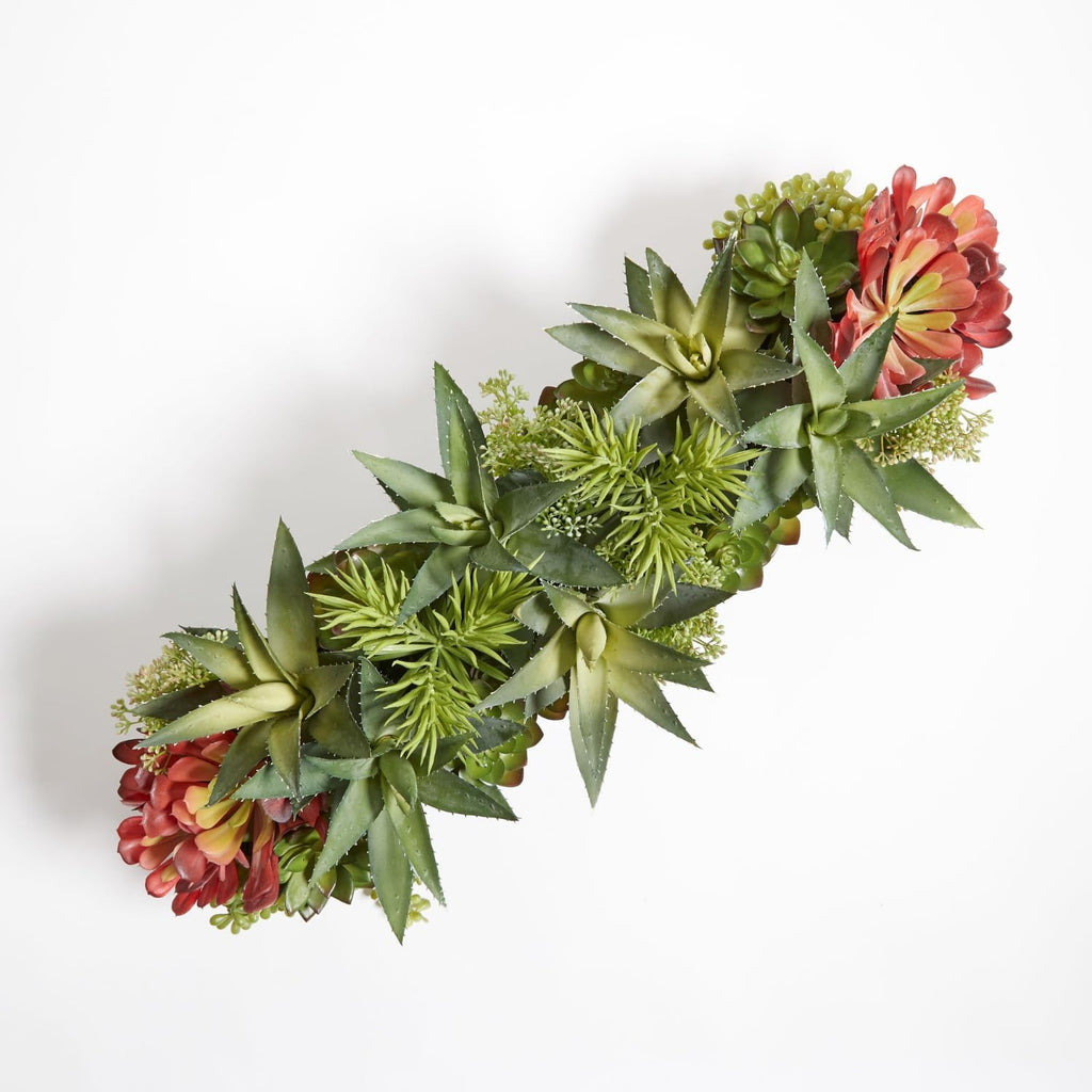 CG Hunter Oblong Faux Succulent Arrangement, Premium Artificial Indoor Plant Enhances Interior Design, Display on any Surface in Your Home Adding an Inviting Touch of Nature, Grey Planter Pot Included