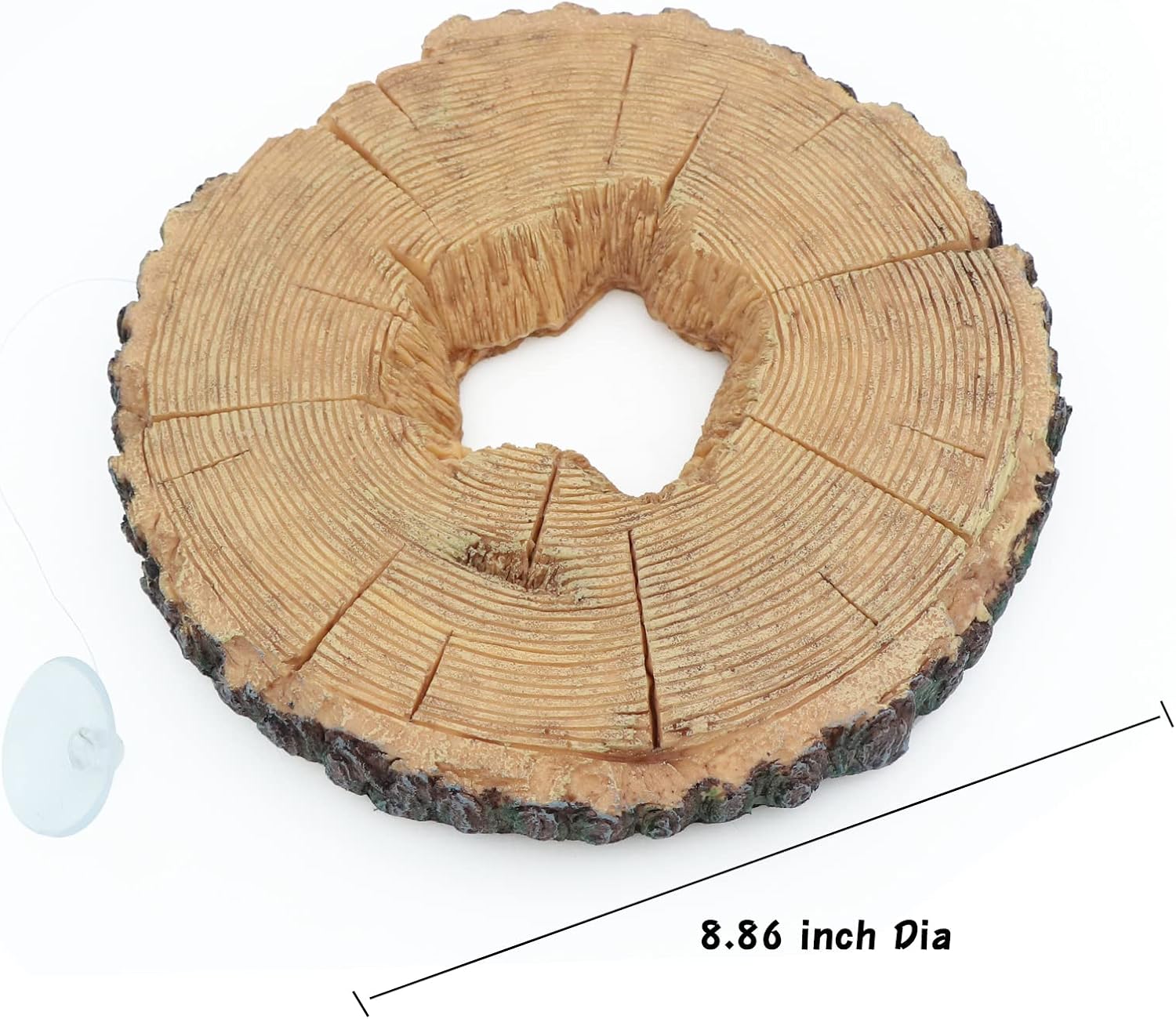 AQUA KT Aquatic Turtle Tree Trunk Round Freestanding Floating Dock Island Climbing Basking Platform Large Non Slip with Suction Cup, for Pond and Amphibian Reptile Terrarium Habitat
