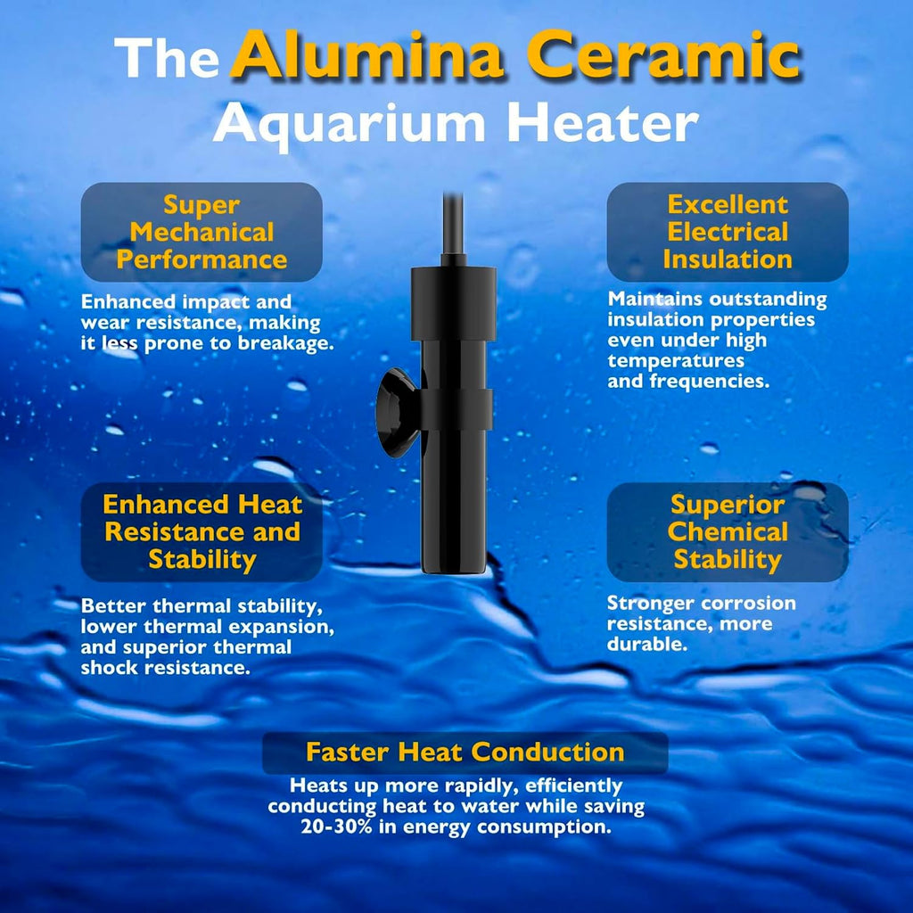 Super Mini Aquarium Heater USB 10W Alumina Ceramic Betta Heater Adjustable Submersible Fish Heater Small Fish Tank Heater Turtle Heater with Digital Display Thermostat, for 0-1 Gallon Tanks