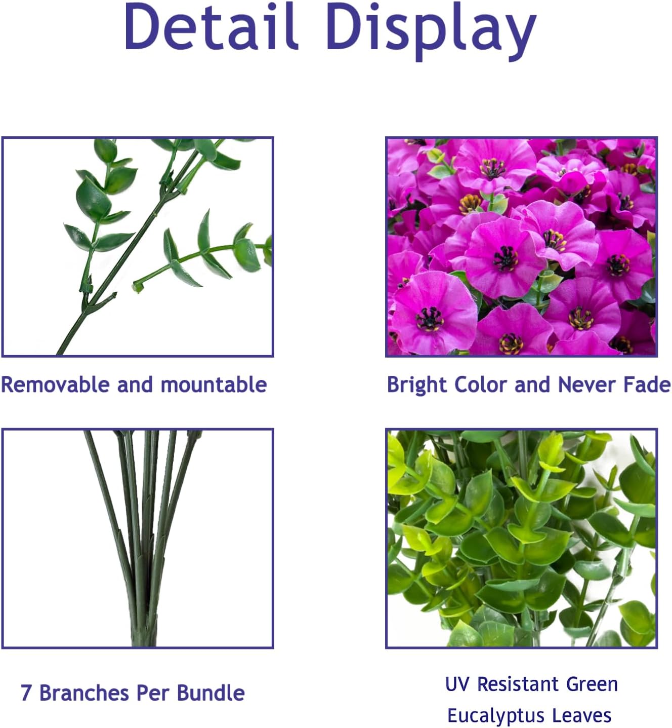 Artificial Flowers for Outdoors,UV Resistant Artificial Outdoor Flowers,Not-Fading Faux Flowers for Outdoor Planters for Front Door Porch Yard Patio Garden Home Decor,12 Bundles,Fuchsia