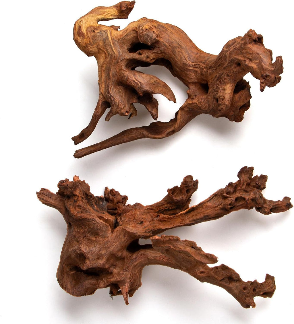 emours Aquarium Driftwood, 2 Pieces, Natural Mopani Style Branches, Low-Tannin & Smooth Edges, Sink Faster After Soak, Tie Moss Easily, for Planted/Shrimp/Betta Tanks (Medium (12–16 in / 30–40 cm))