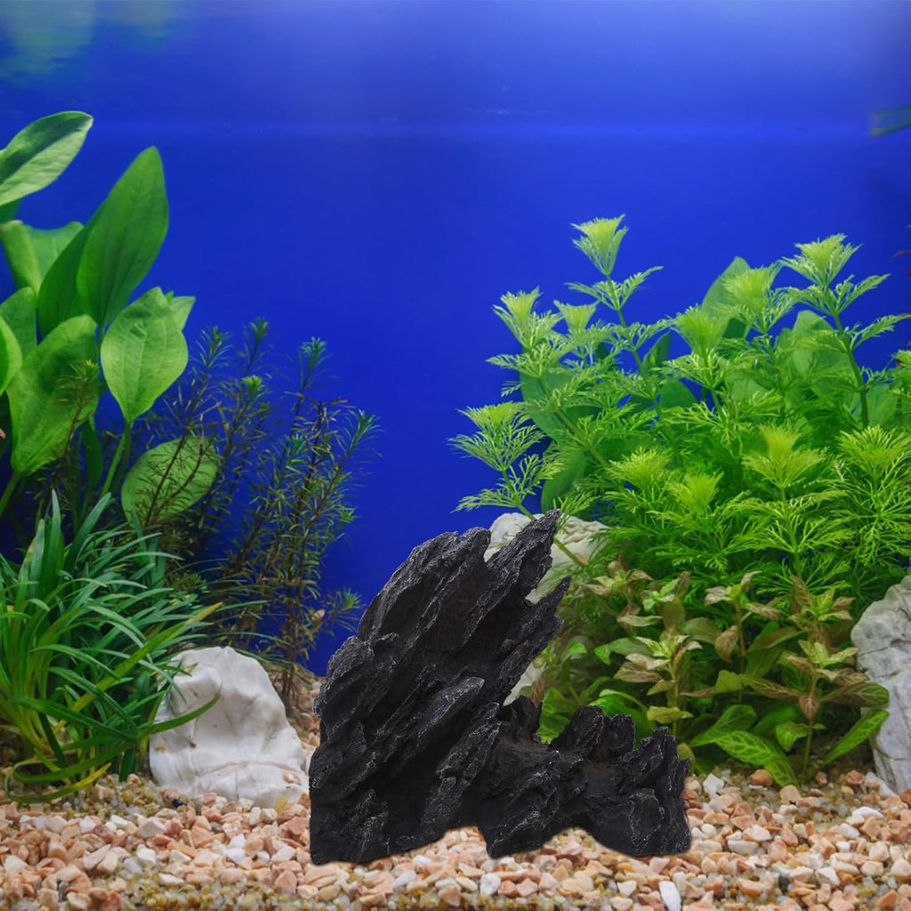 Saim Large Aquarium Decorations Artificial Resin Jagged Canyon Rock, Mountain Hill View Stone Ornament for Betta Cichlids Hideaway, Pleco, Goldfish
