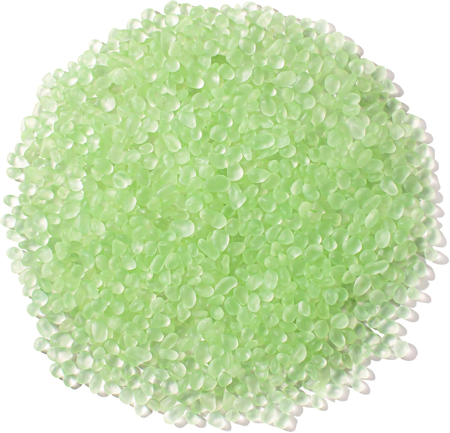 Keedolla 3 Lb Sea Glass Stones Frosted Glass Pebbles Gemstones for Aquarium Gravel Fish Tank Rocks, Vase Fillers, DIY Crafts - Fluorescent Green