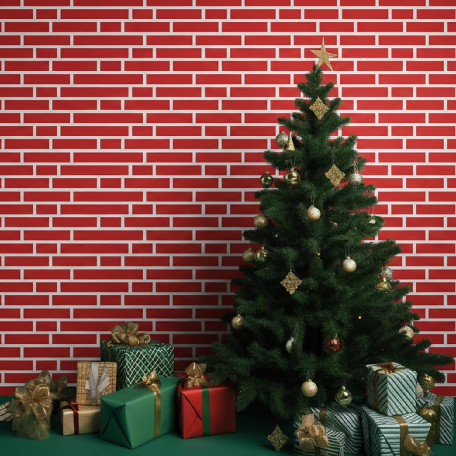 VitalCozy 10 x 8 Ft Christmas Brick Wall Backdrop for Photoshoot Polyester Fabric Brick Backdrop Background for Fireplace Home Decoration Newborn Birthday Party (Bright Red)